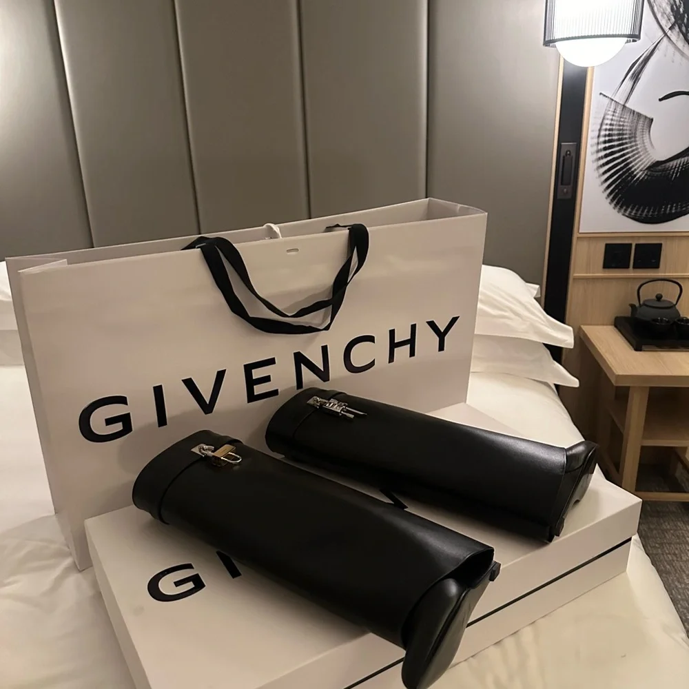 Givenchy Black Leather Shark Boots - Picture 1 of 2